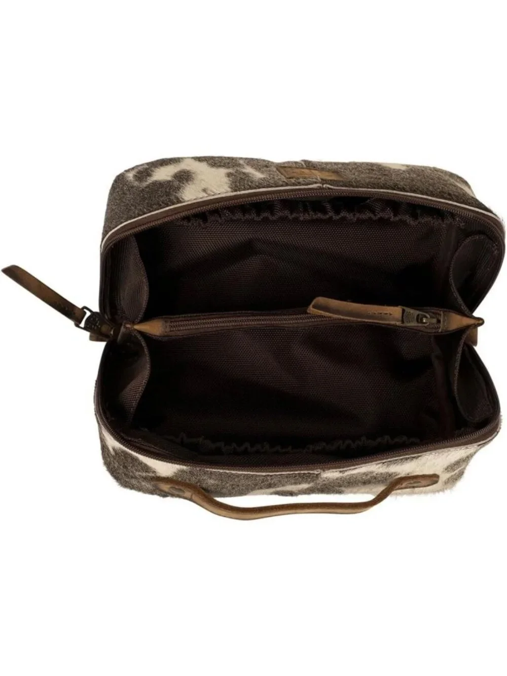 Genuine Leather Cowhide Makeup Bag - Portable Compact Travel Organizer Handbag
